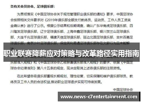 职业联赛降薪应对策略与改革路径实用指南
