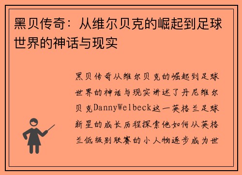 黑贝传奇：从维尔贝克的崛起到足球世界的神话与现实